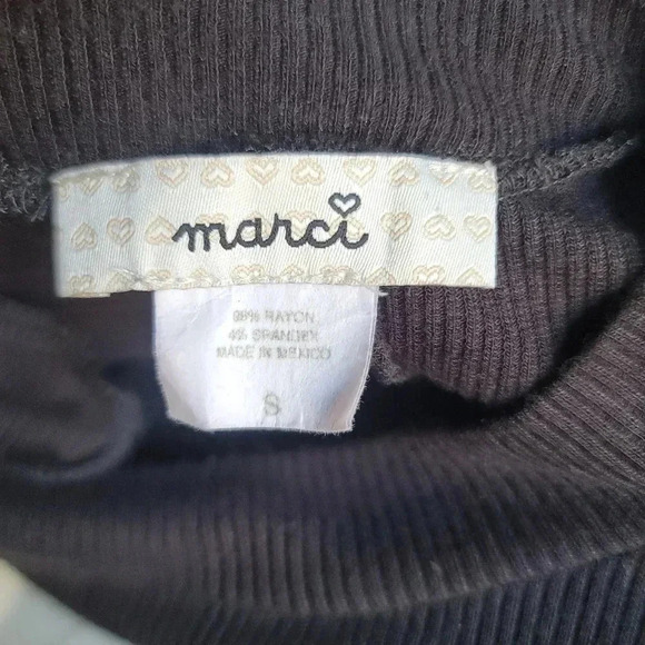 Marci Women's Bodysuit Sz S Black Stretch Ribbed Short Sleeve Sleeve Rayon Snap - Picture 6 of 10